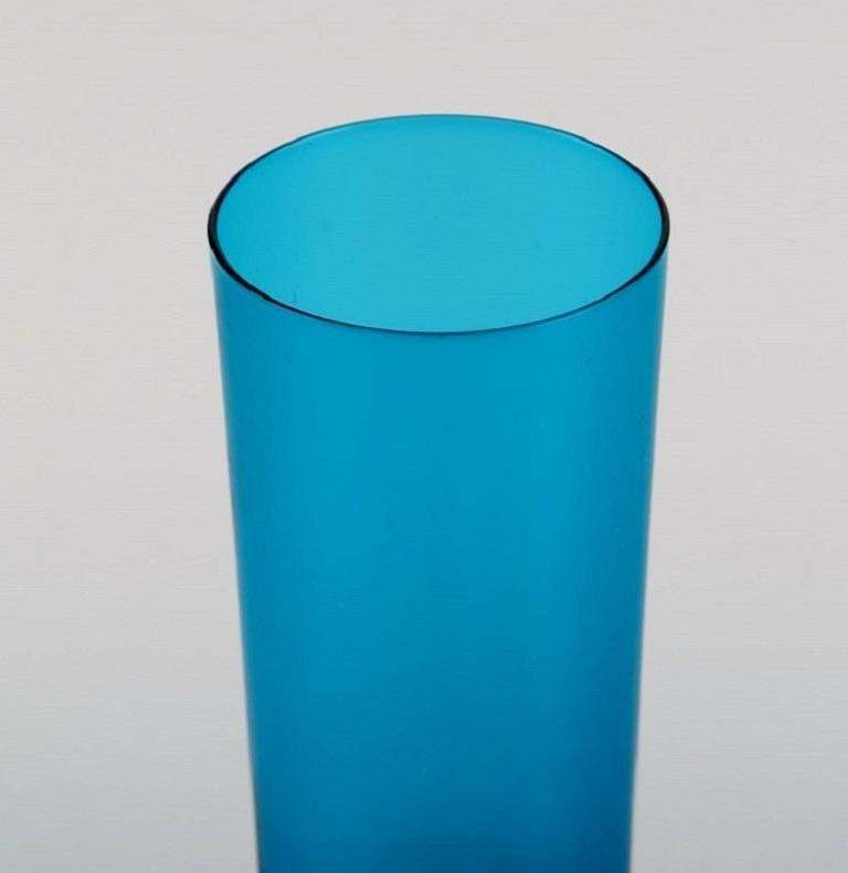 Nanny Still For Riihimäen Lasi, Five Drinking Glasses In Blue Art Glass photo Home Decor