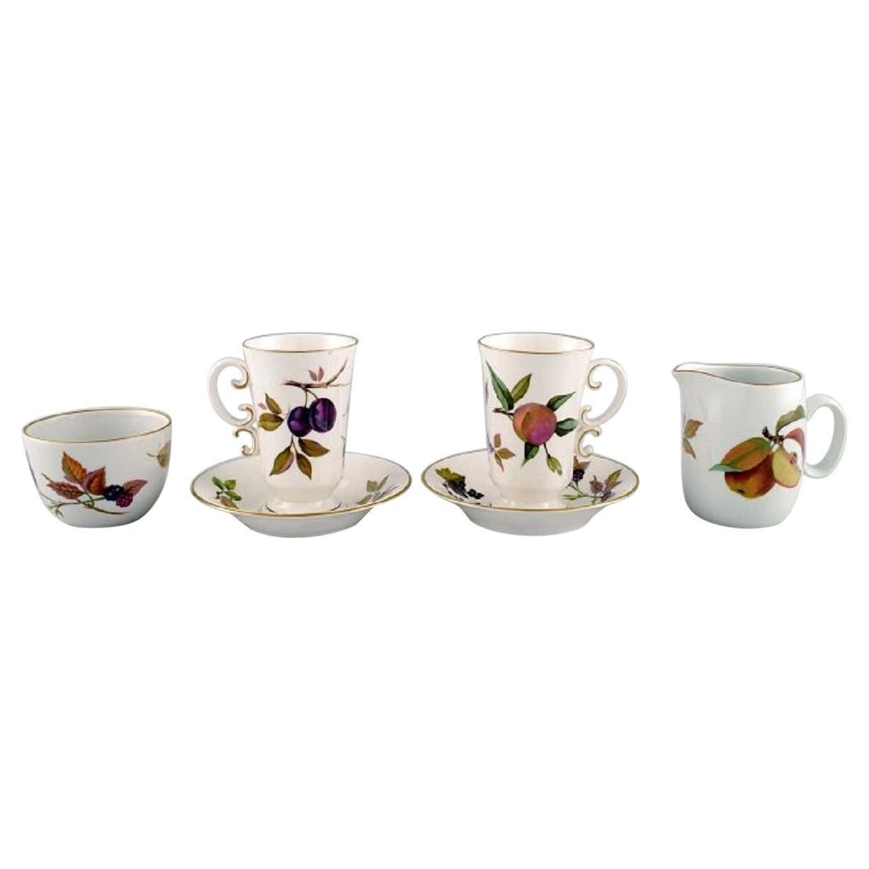 Royal Worcester, England, Coffee Cups & Saucers, Sugar Bowl, Cream Jug