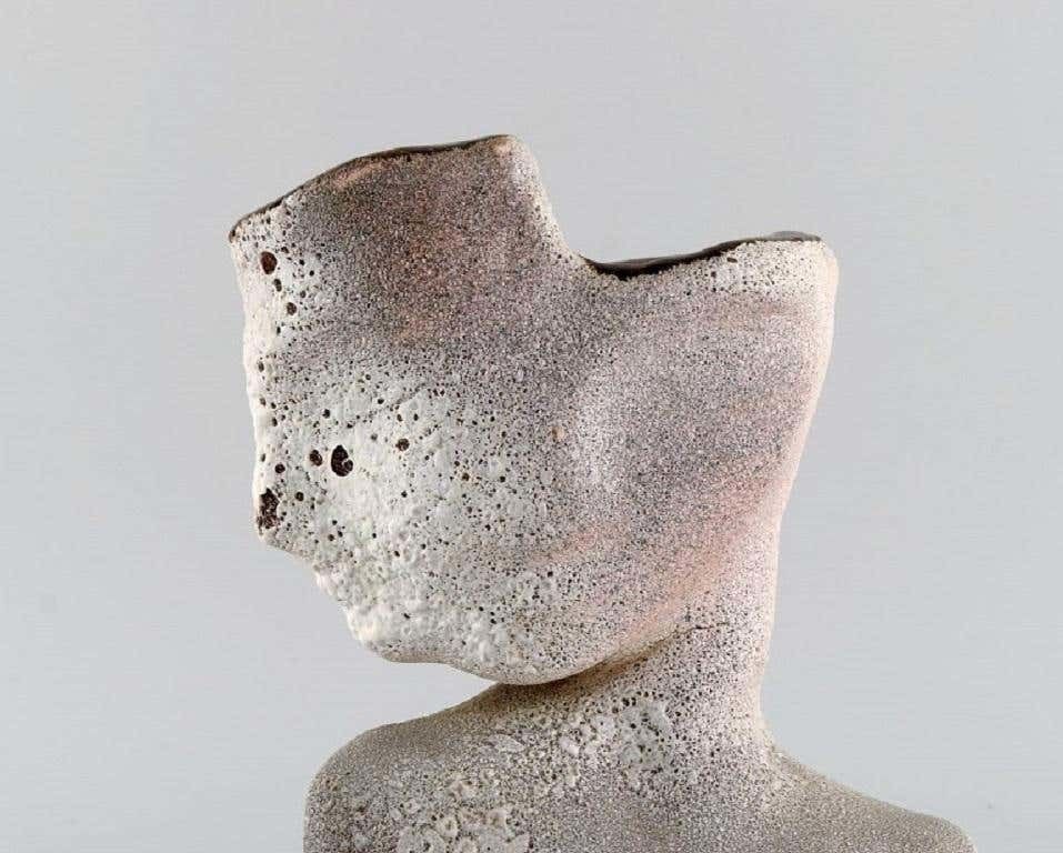 Vallauris, France. Sculptural Unique Vase In Glazed Stoneware, 1980s photo furniture
