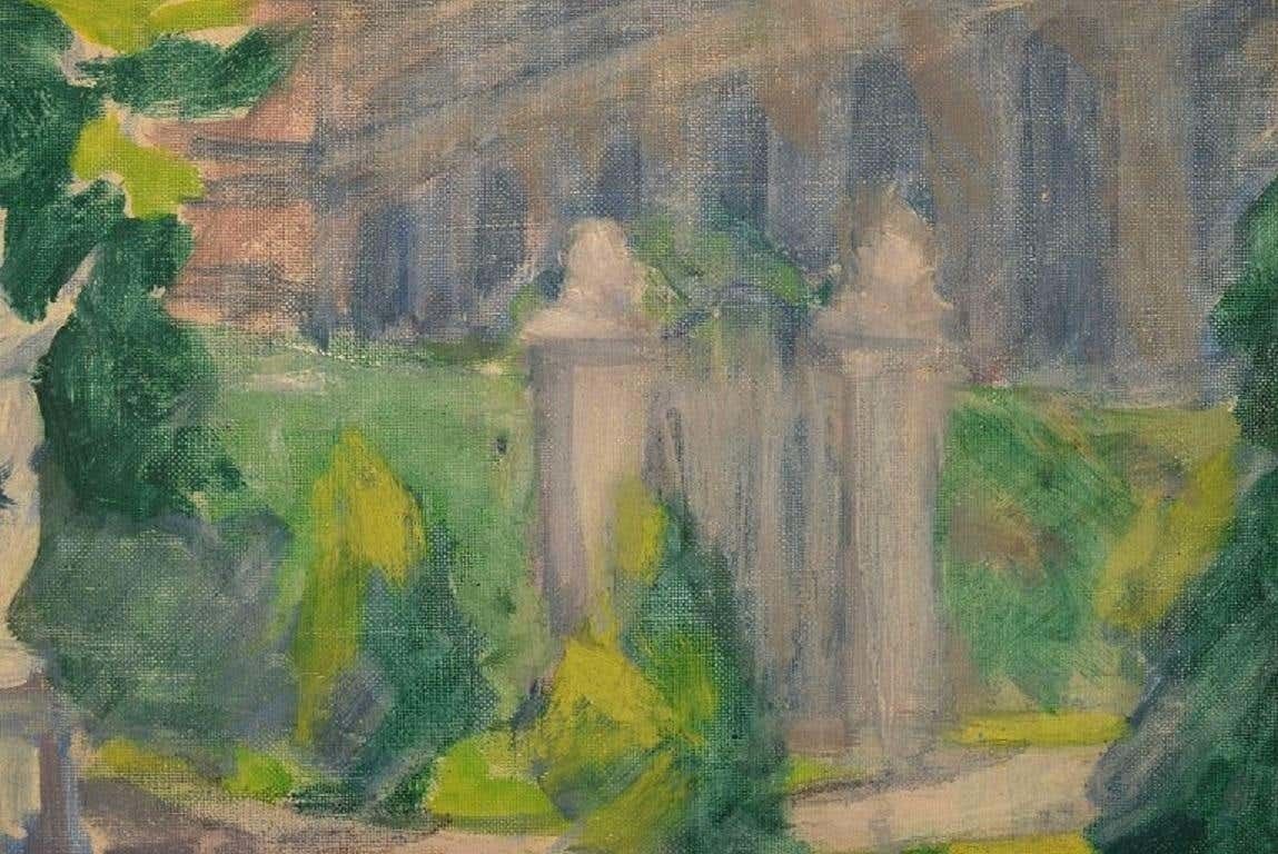 Niels Grønbech, Danish Painter, Oil On Board, Modernist Park Motif photo Art