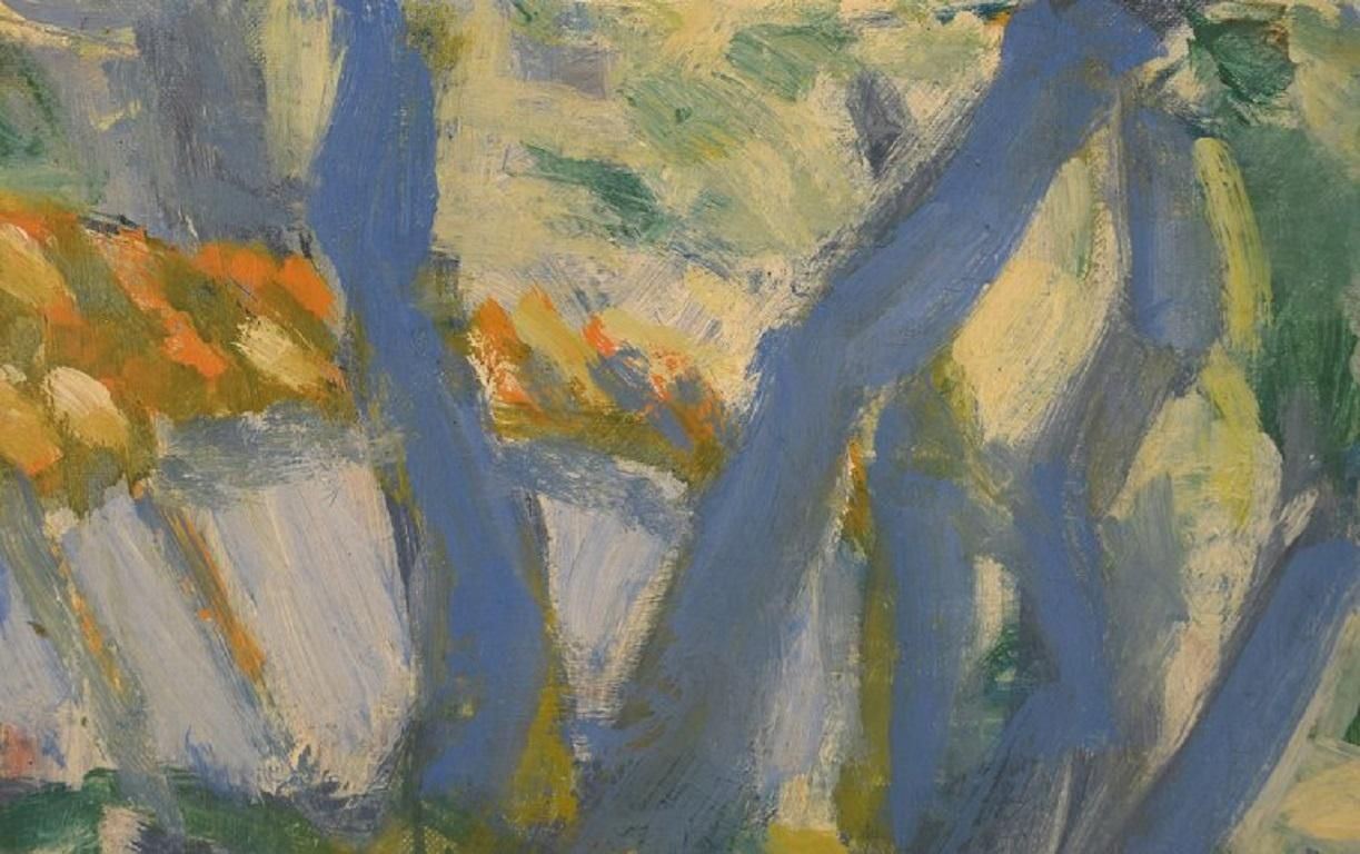 Niels Grønbech '1907 1991', Danish Painter, Oil On Board, Modernist Landscape photo 722.0