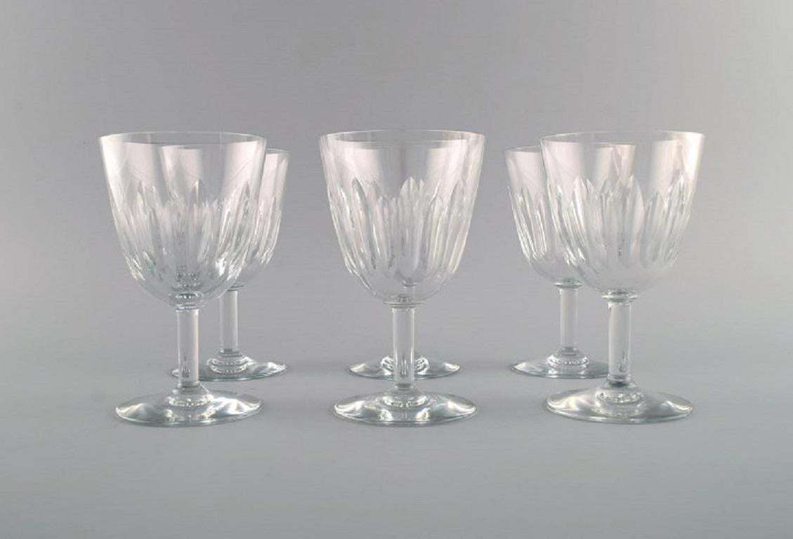Baccarat, France, Six Art Deco Red Wine Glasses In Clear Crystal Glass photo furniture