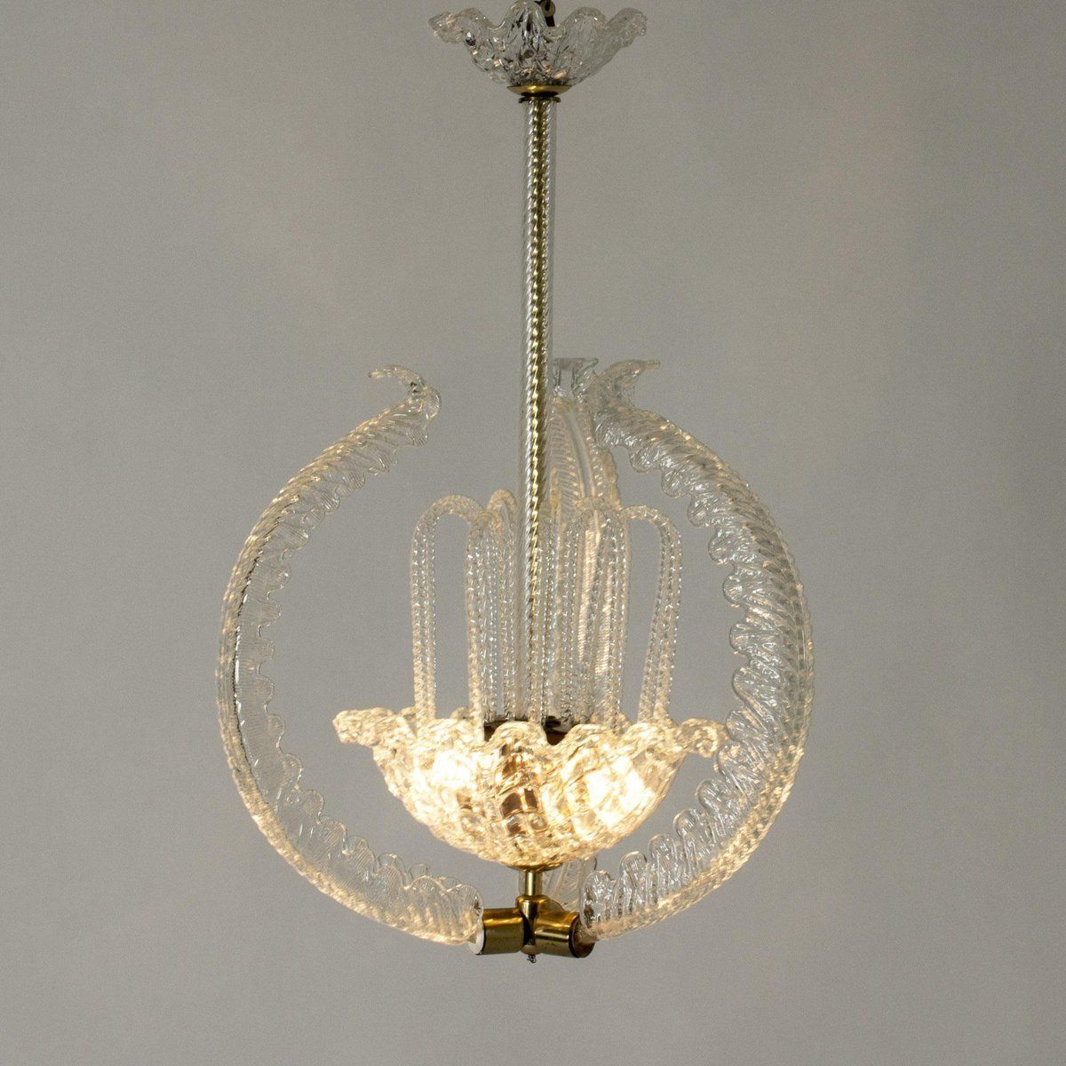 Ceiling Lamp By Fritz Kurz For Orrefors, 1940s photo vinterior