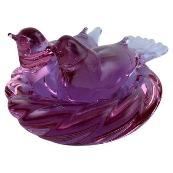 Archimede Seguso Venice Murano Sculpture In Art Glass Doves