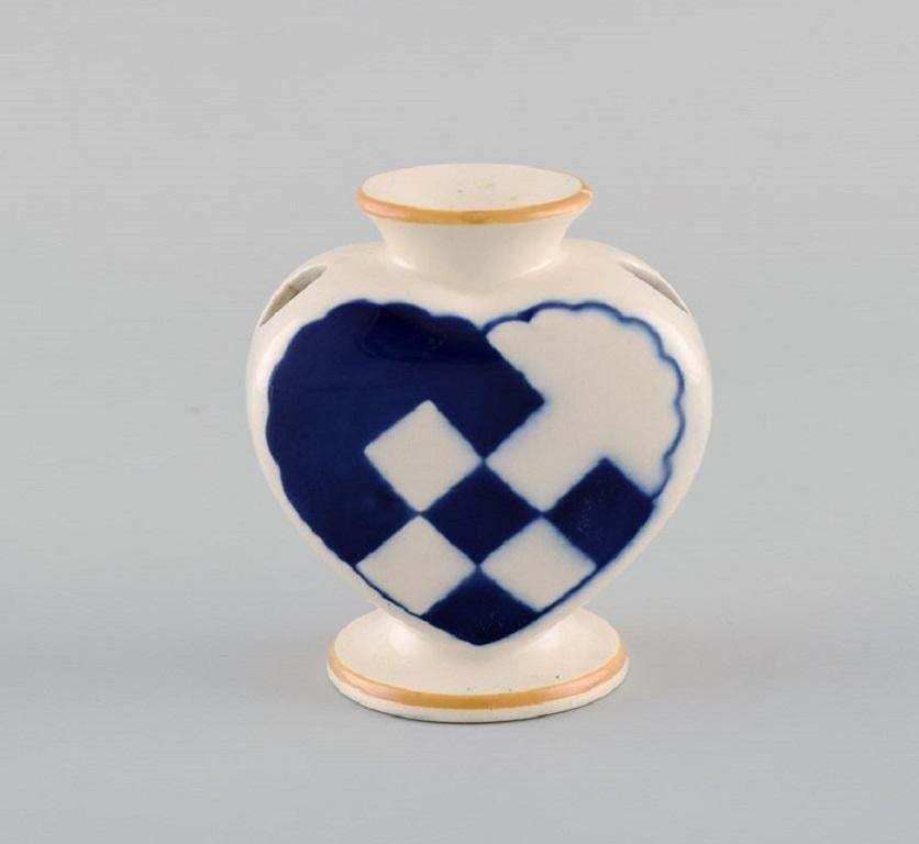 Aluminia Christmas Heart Vase  Candle Holder In Blue Faience photo furniture