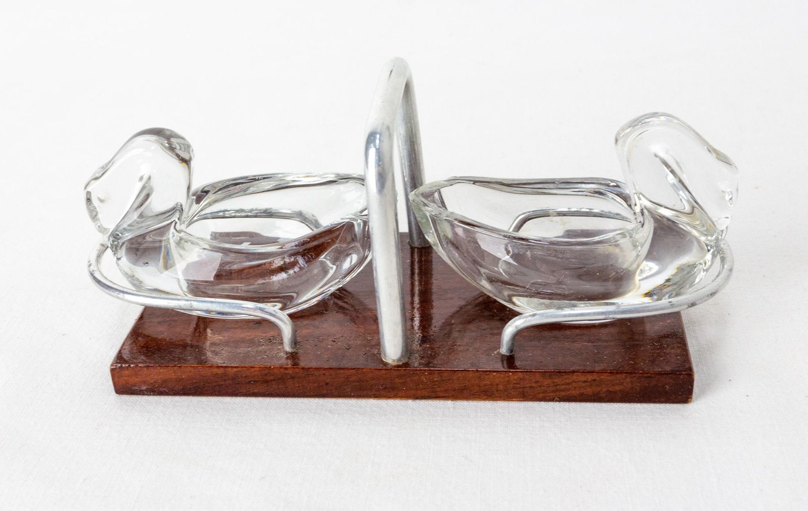 Set Of Salt And Pepper Shaker With Stand Swan Shaped France Mid Century photo furniture