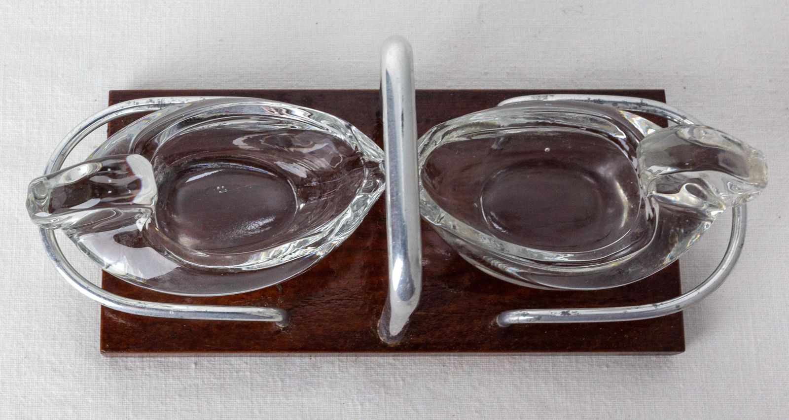 Set Of Salt And Pepper Shaker With Stand Swan Shaped France Mid Century photo vinterior