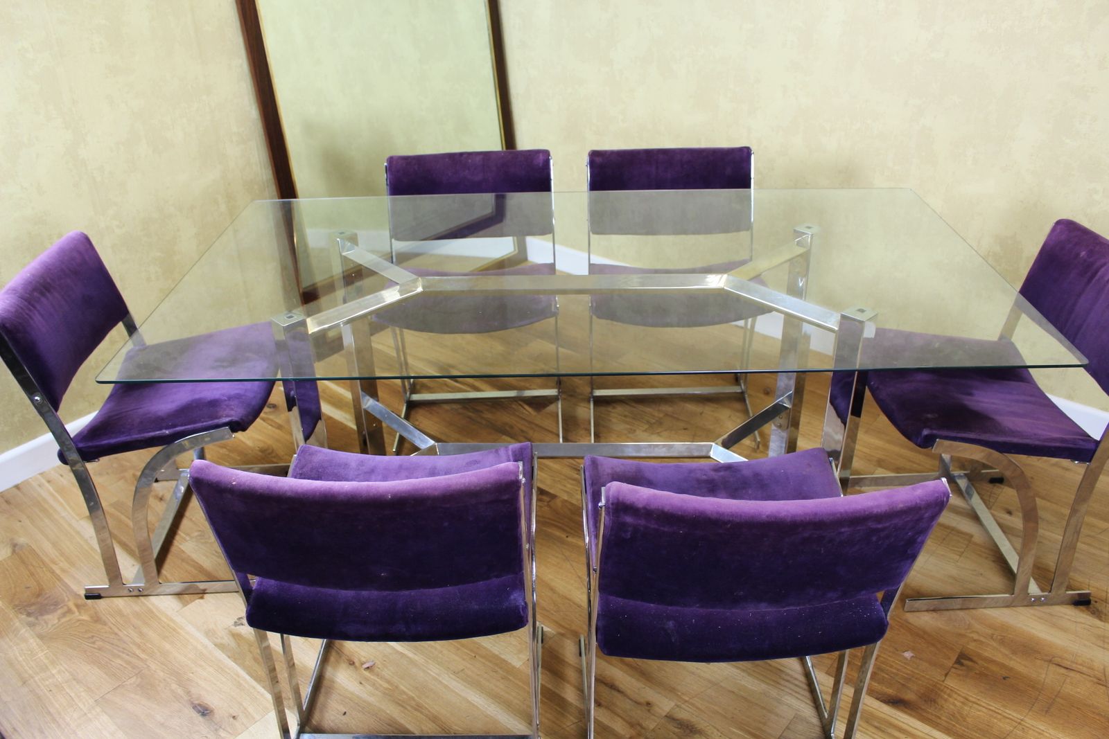 Italian 1970’s/80’s Glass And Metal Dining Table photo furniture