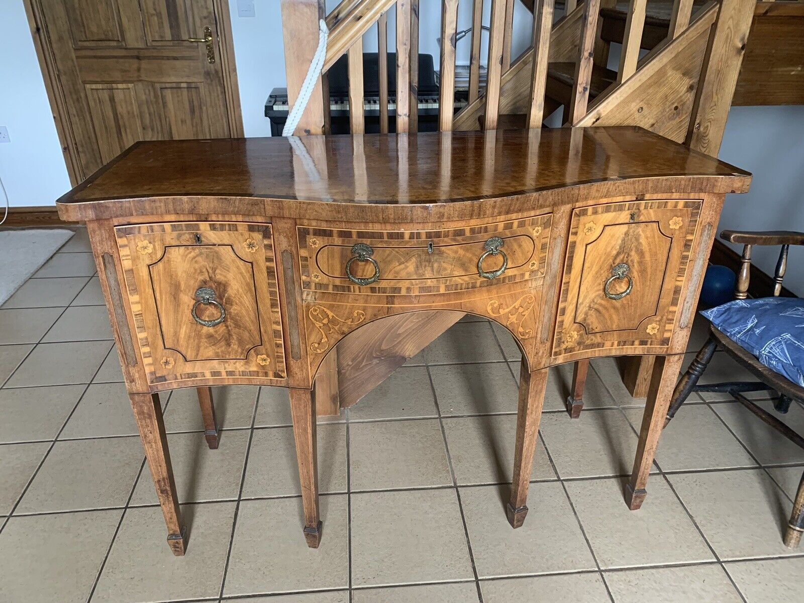Lovely Small Inlaid Late 18th Century Georgian Serpentine Sideboard. photo furniture