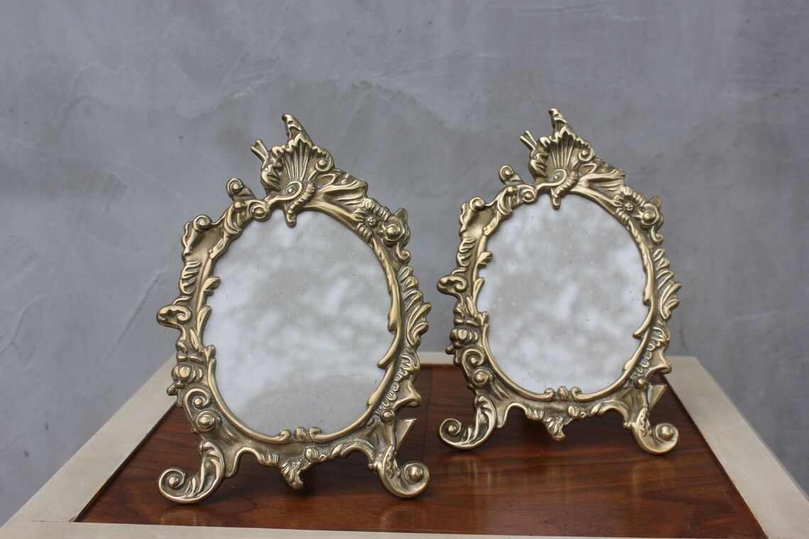 Two French Art Deco Brass Frames Stunning Ornate Photo Frame Adjustable Table Picture Frame Home Office Desk Decor photo furniture