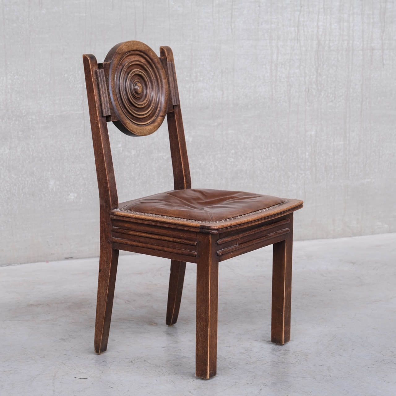 Furniture French Deco Oak Dining Chairs In Manner Of Dudouyt (6) photo