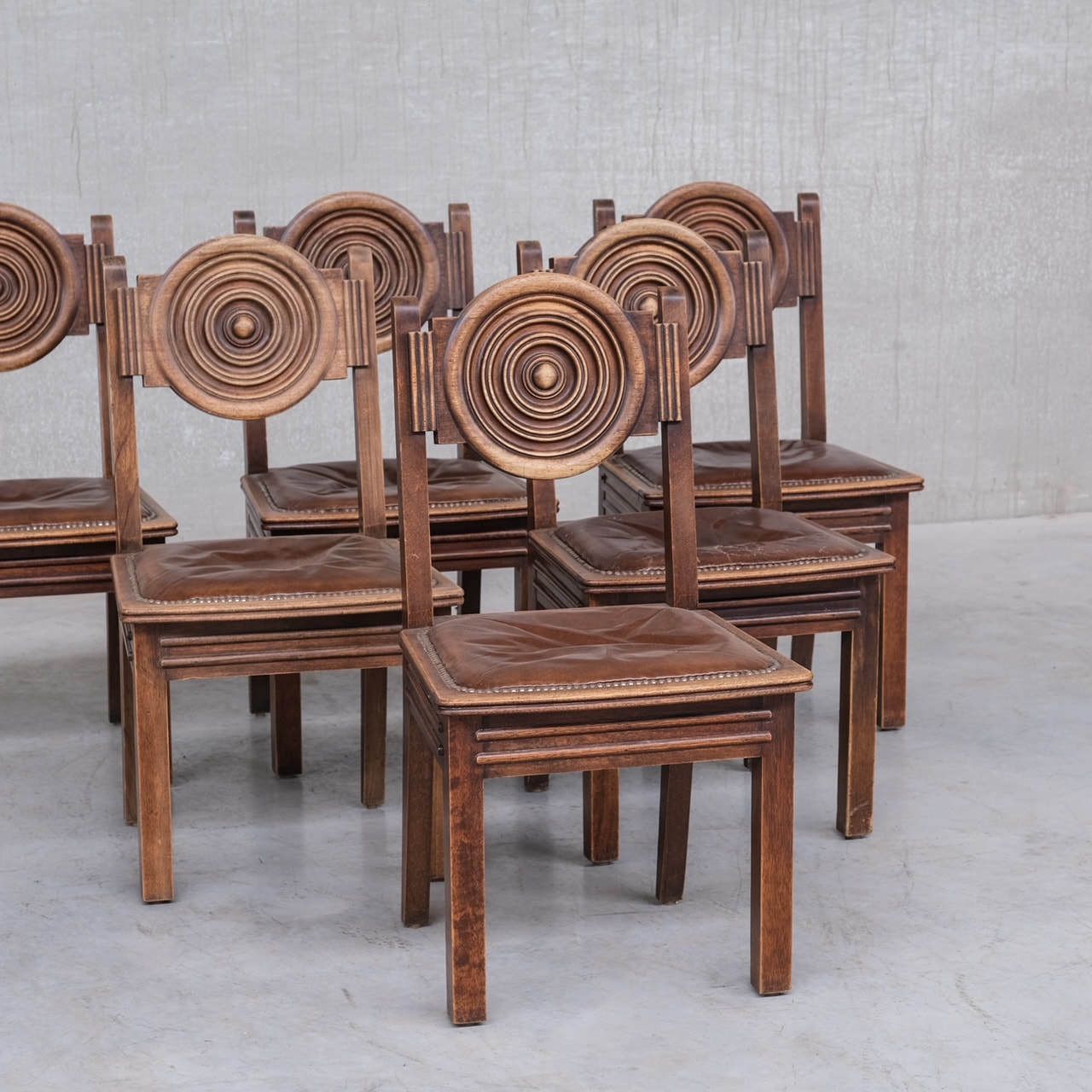 photo vinterior French Deco Oak Dining Chairs In Manner Of Dudouyt (6)