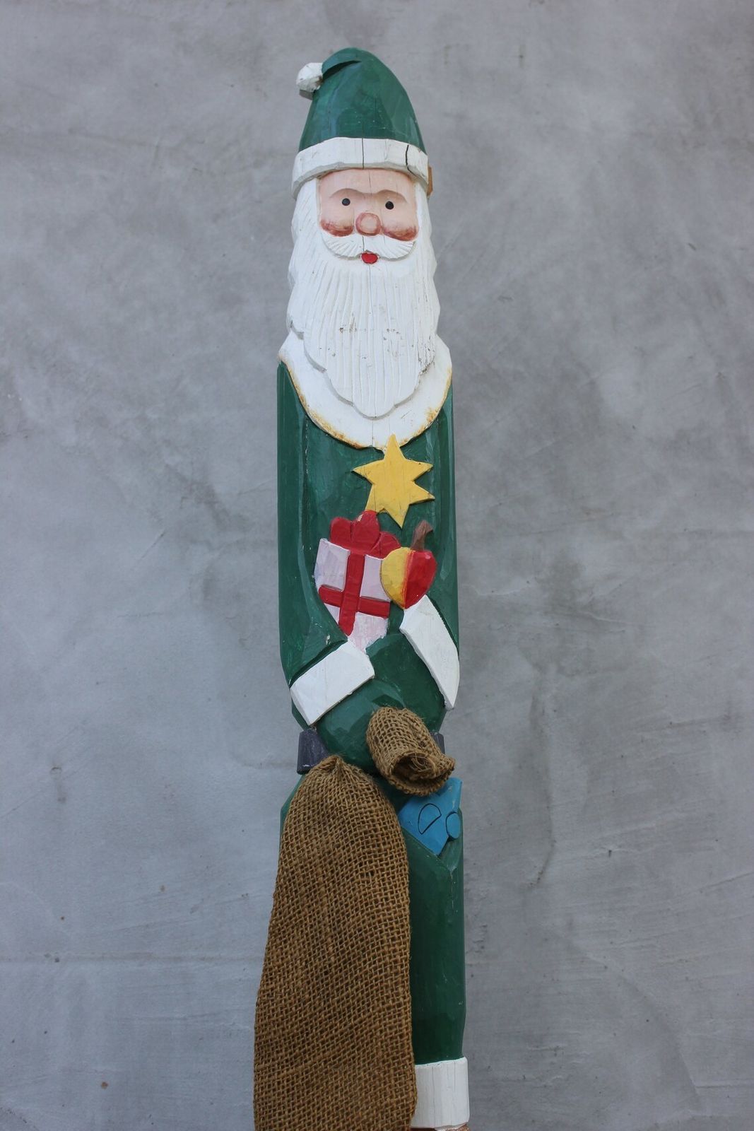 Large Santa Claus Statue Christmas Photo Prop Father Frost Wooden Hand Carved Welcome Christmas Figurine Home Decoration photo buy