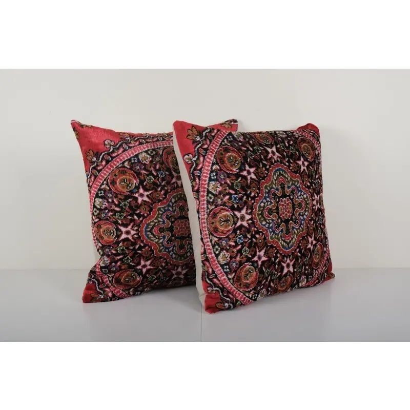 Set Of Two Square Velvet Pillow Cover, Ethnic Matching Cushion Cover, Pair photo furniture