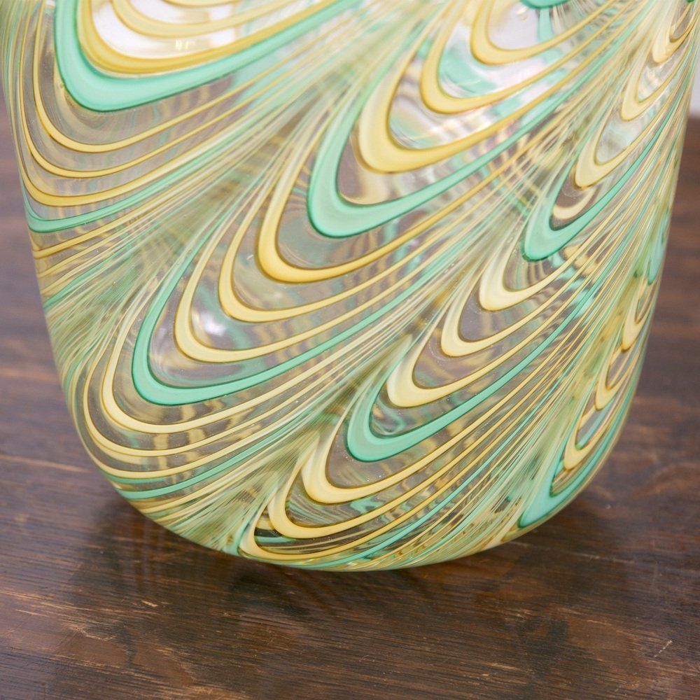 Phoenician Vase In Murano Glass With Polychrome Filigree And Crystal By Archimede Seguso photo for sale