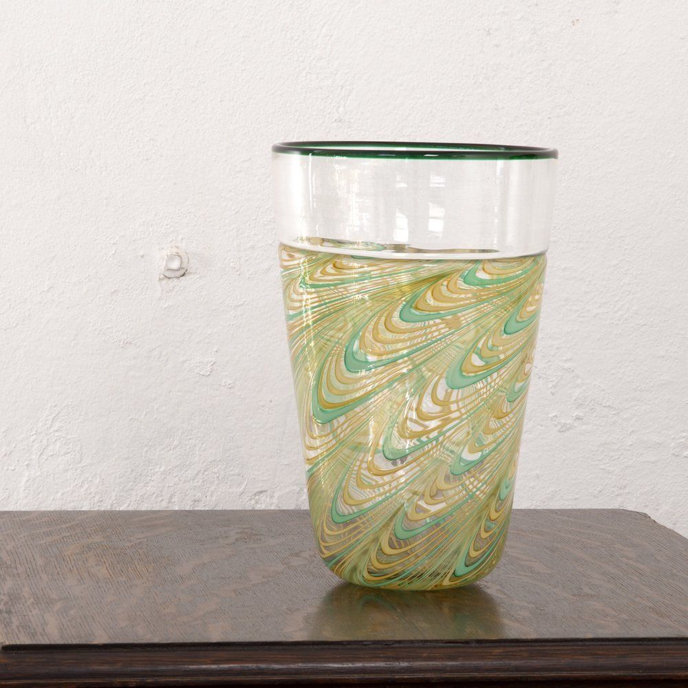 Phoenician Vase In Murano Glass With Polychrome Filigree And Crystal By Archimede Seguso photo Home Decor