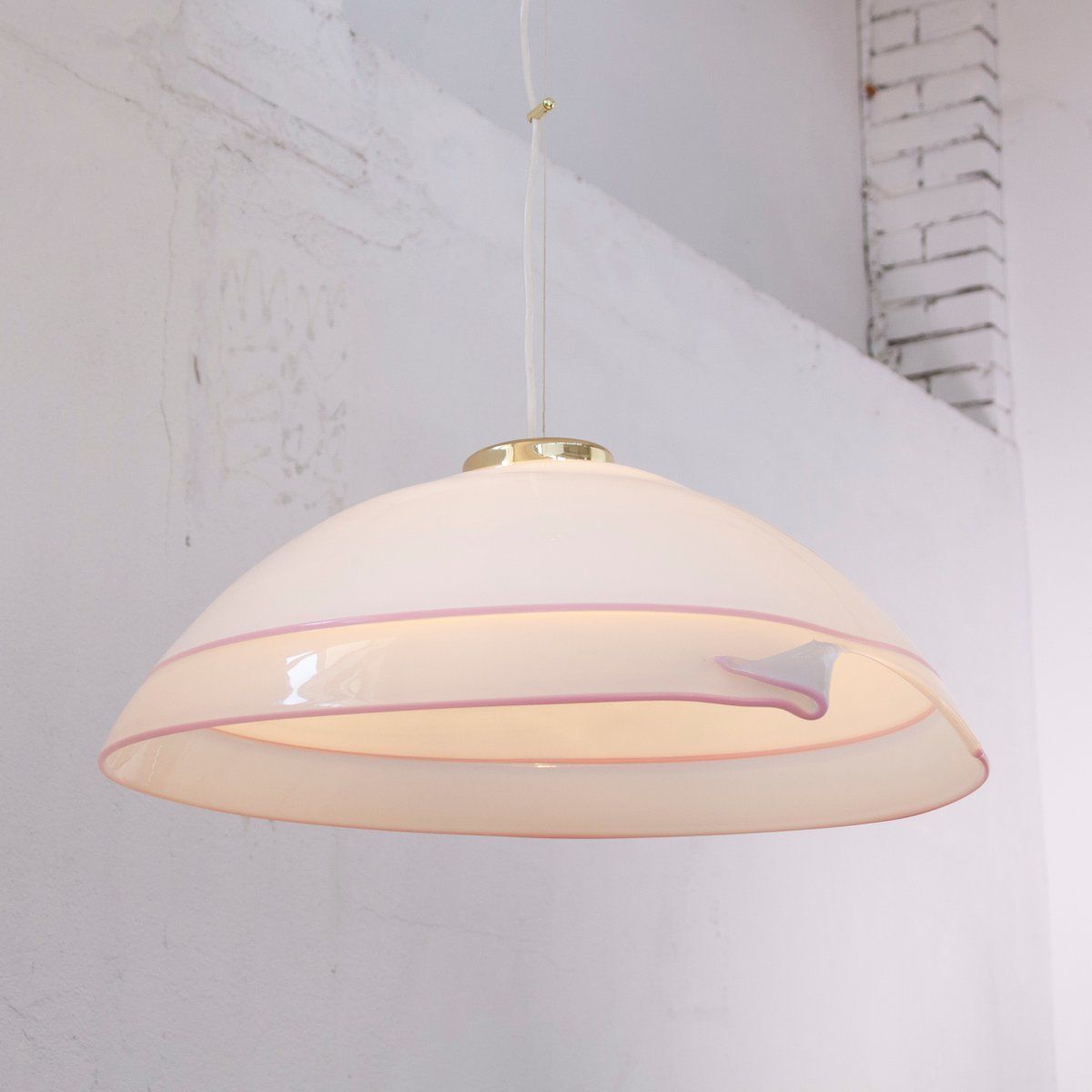 Large Ceiling Lamp In White And Gray Murano Glass, Italy, 1980s photo 461.0