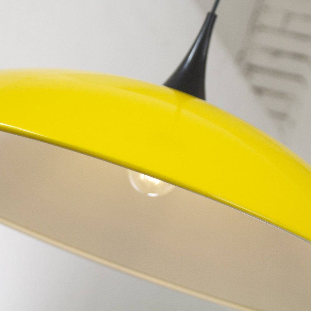Large Pendant Lamp In Yellow Plastic With White Interior, Italy, 1980s photo buy