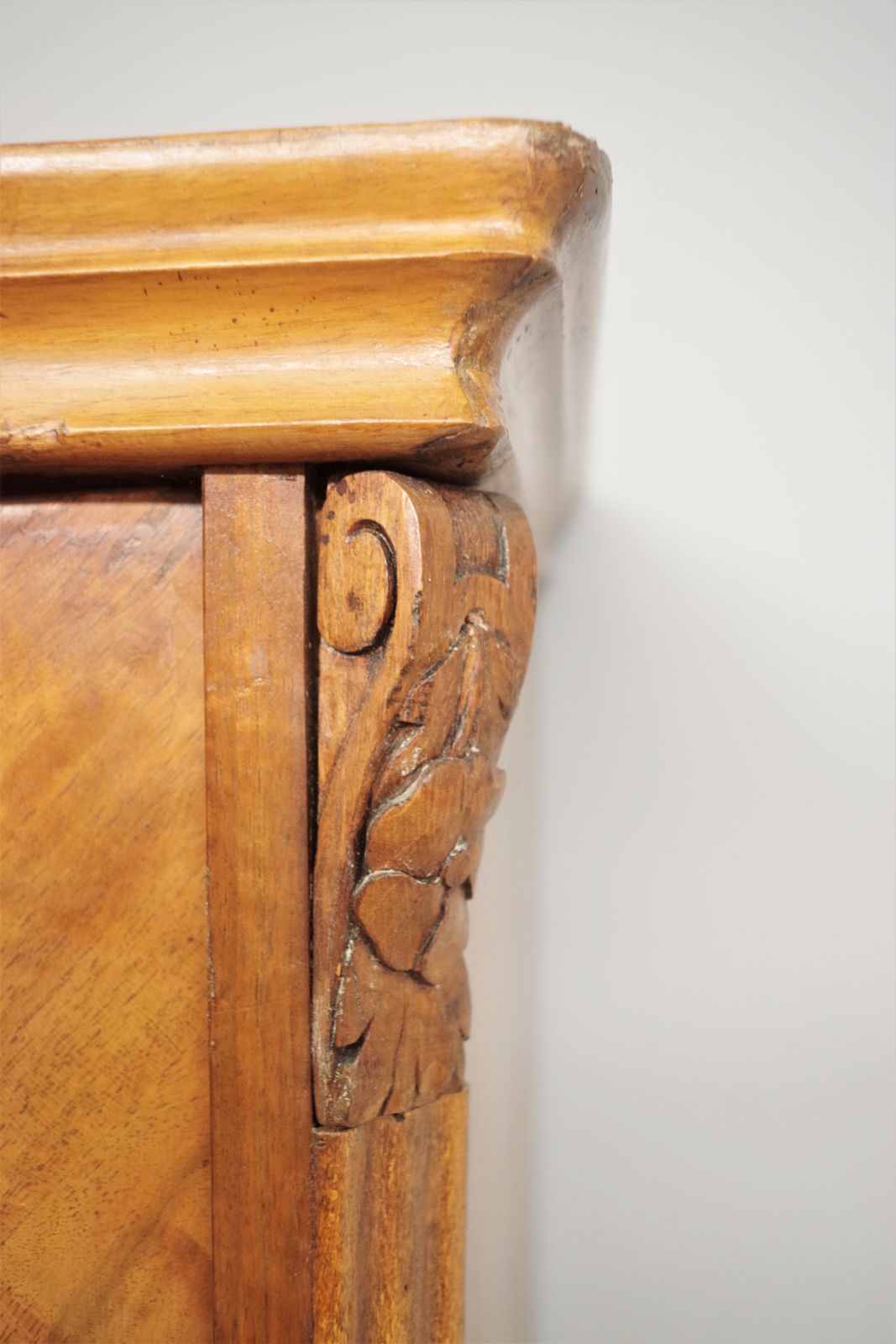 Display Cabinet In Fir Wood And Carved Walnut, Early 1900s photo furniture