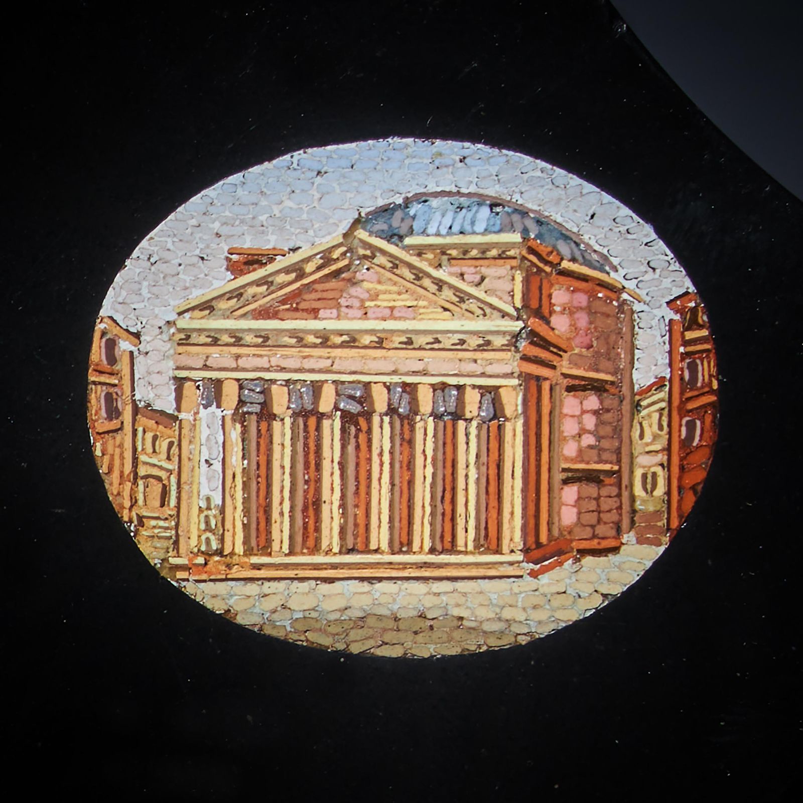 19th Century Grand Tour Micro Mosaic Tablet Depicting Italian Architecture photo furniture