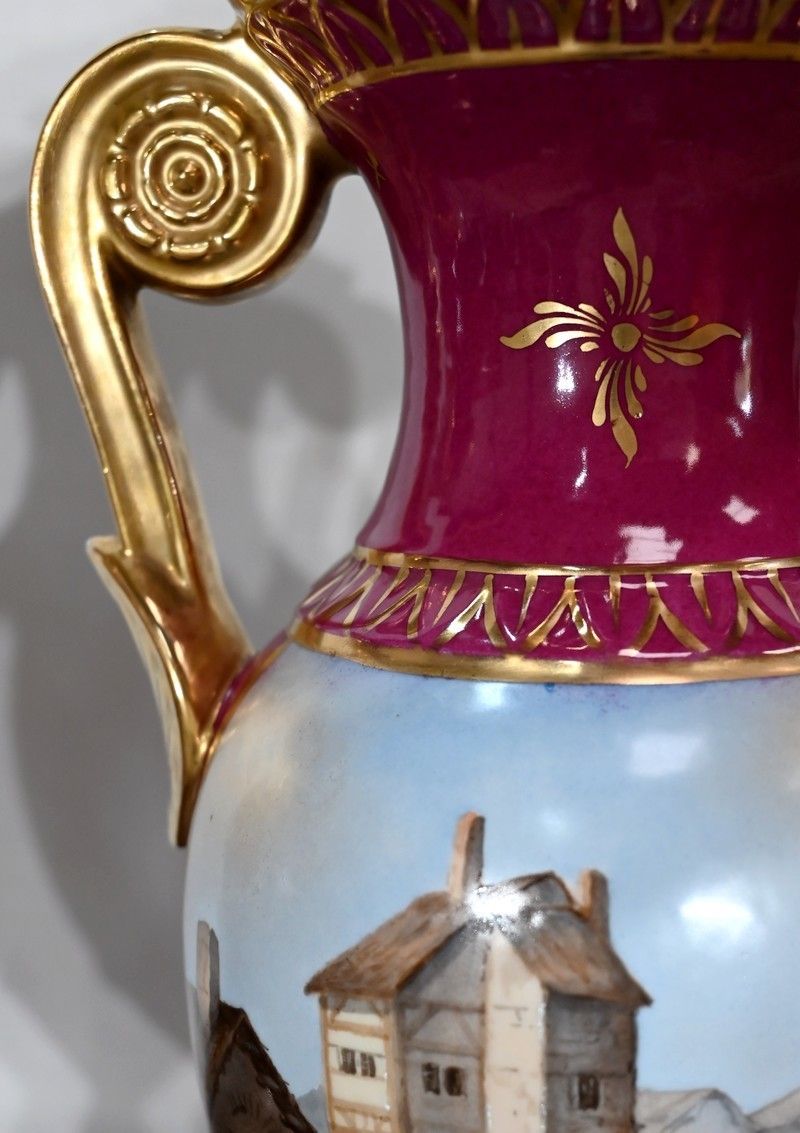 photo for sale Pair Of Paris Porcelain Vases  Early 20th Century