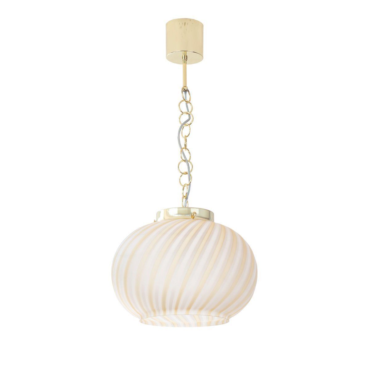 Suspension Lamp In Frosted Glass With White And Amber Stripes, Italy photo furniture