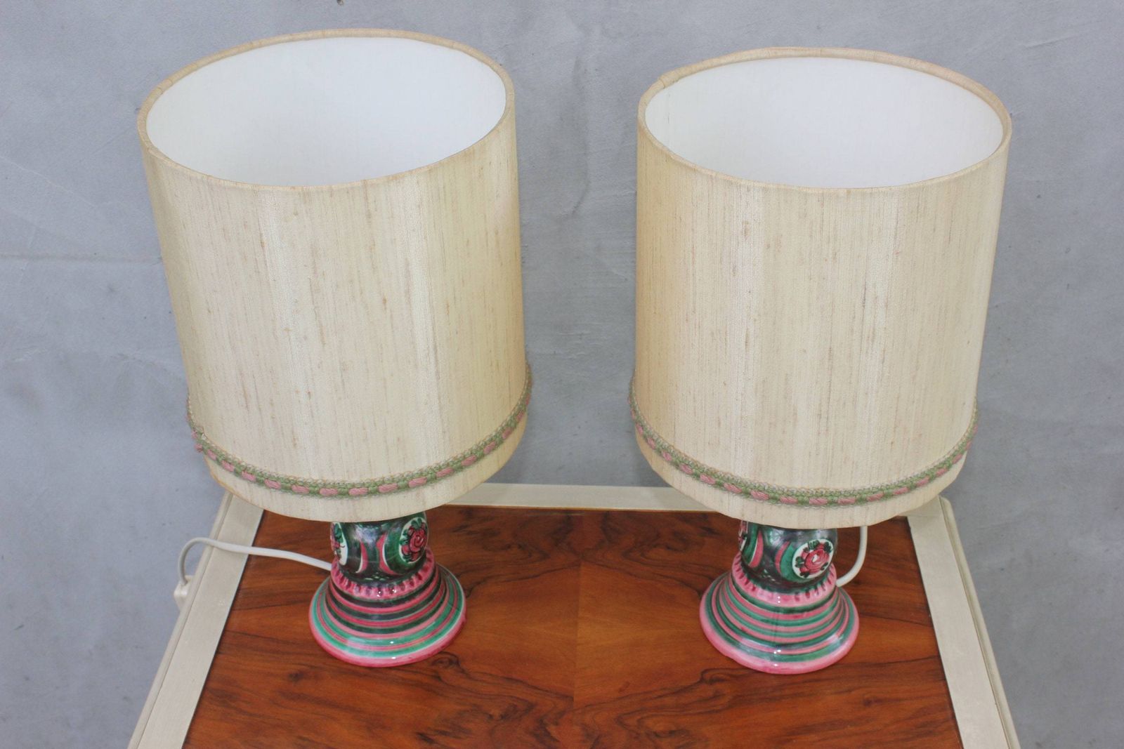 Vintage Ceramic Table Lamps Set Pottery Light From The 1960s Germany Design Mid Century Ceramic Lights Bedside Lamp photo for sale