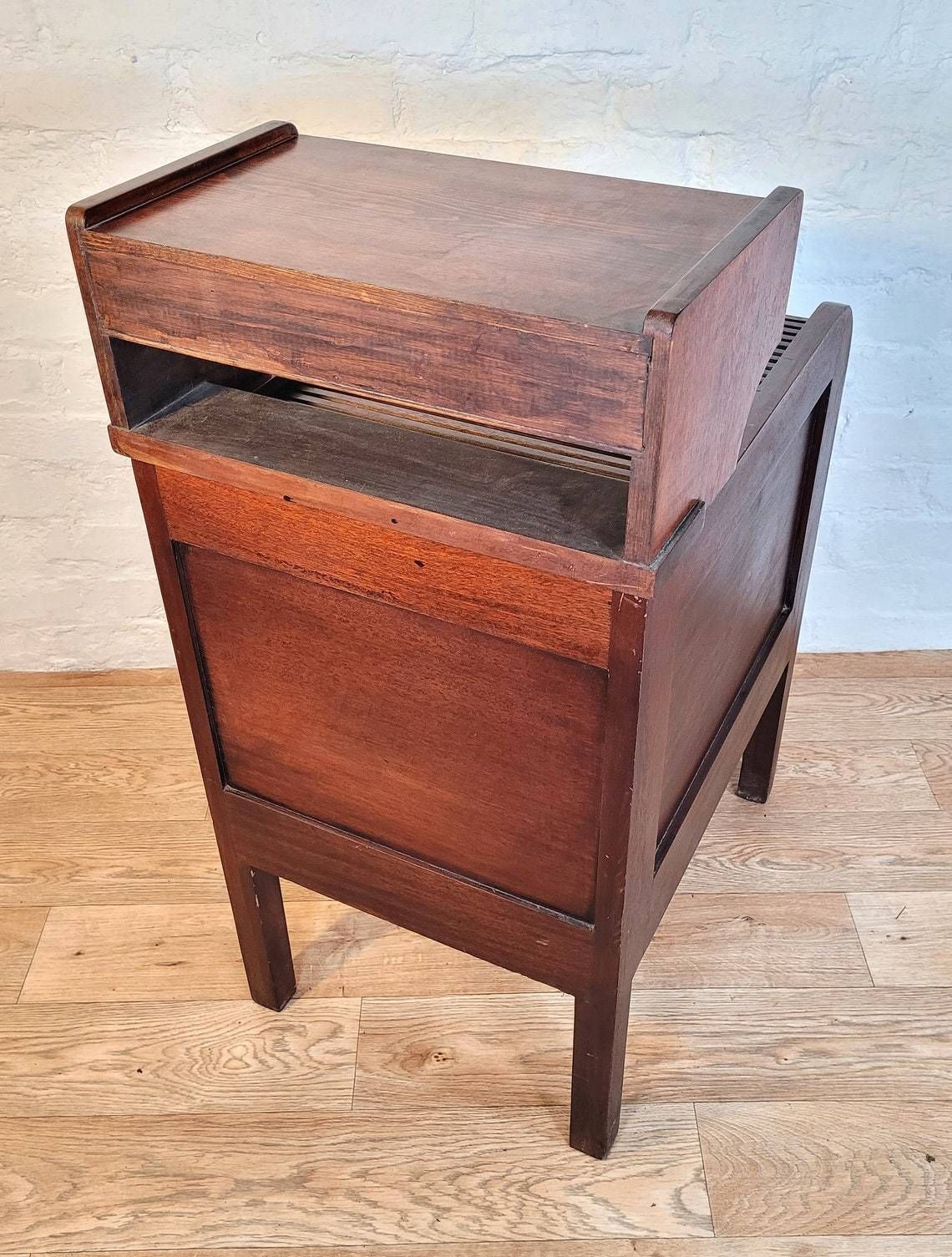 Vintage Roll Top Desk  Vintage Single Desk  Vintage Music Stand  Tambour Front Desk photo Furniture