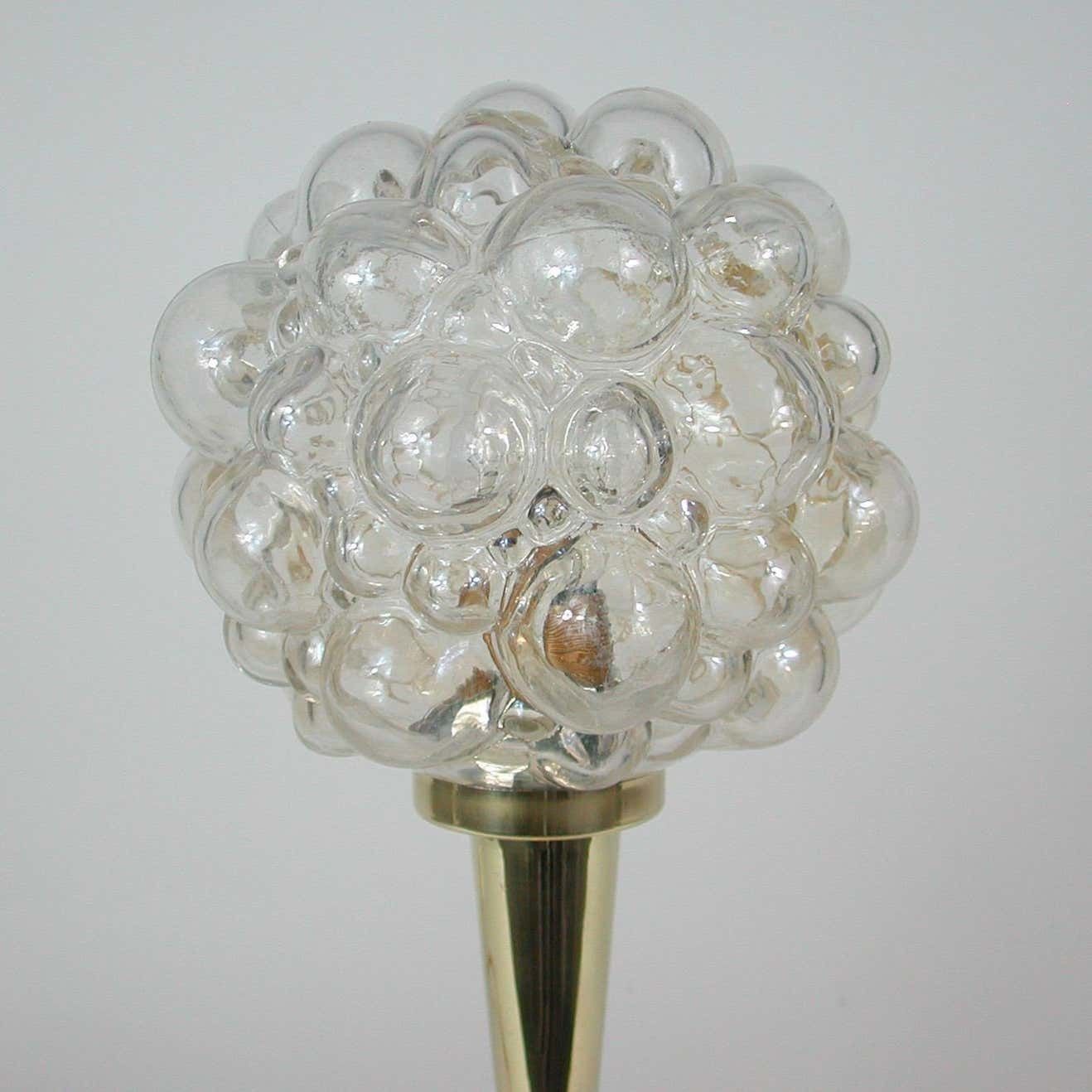 Midcentury Bubble Glass And Brass Table Lamp By Helena Tynell For Limburg, 1960s photo vintage