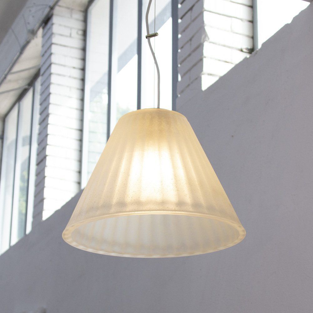 Suspension Lamp In White And Gold Murano Glass Italy 1980s photo for sale