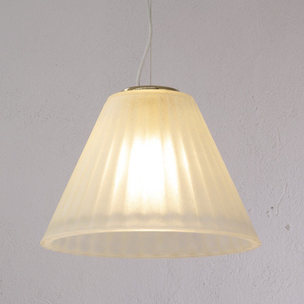 Suspension Lamp In White And Gold Murano Glass Italy 1980s photo vinterior