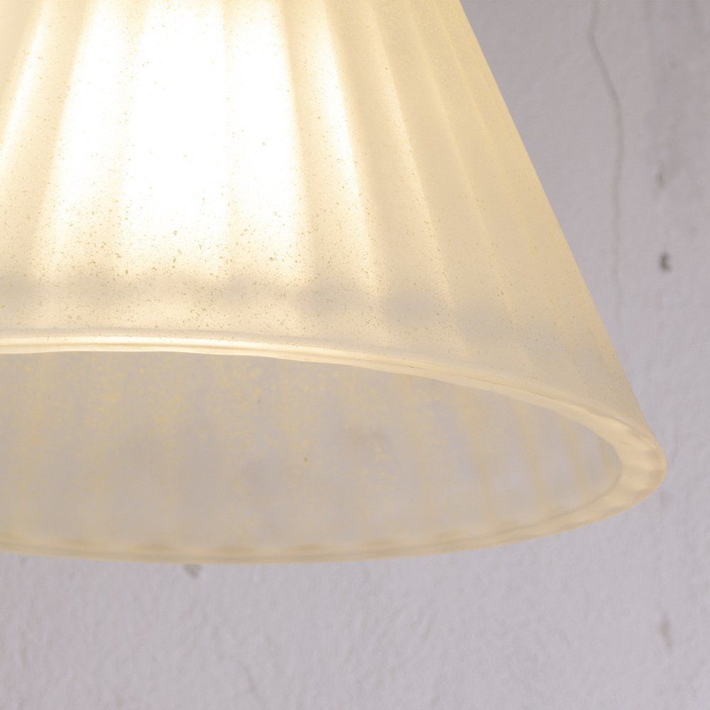 Suspension Lamp In White And Gold Murano Glass Italy 1980s photo vintage