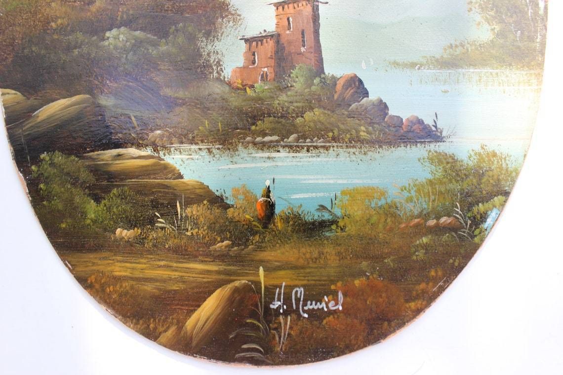 Two Original Muriel Halstead Landscape Oil Paintings Signed By Artist In Rich Ornate Frames Wall Hanging photo vinterior