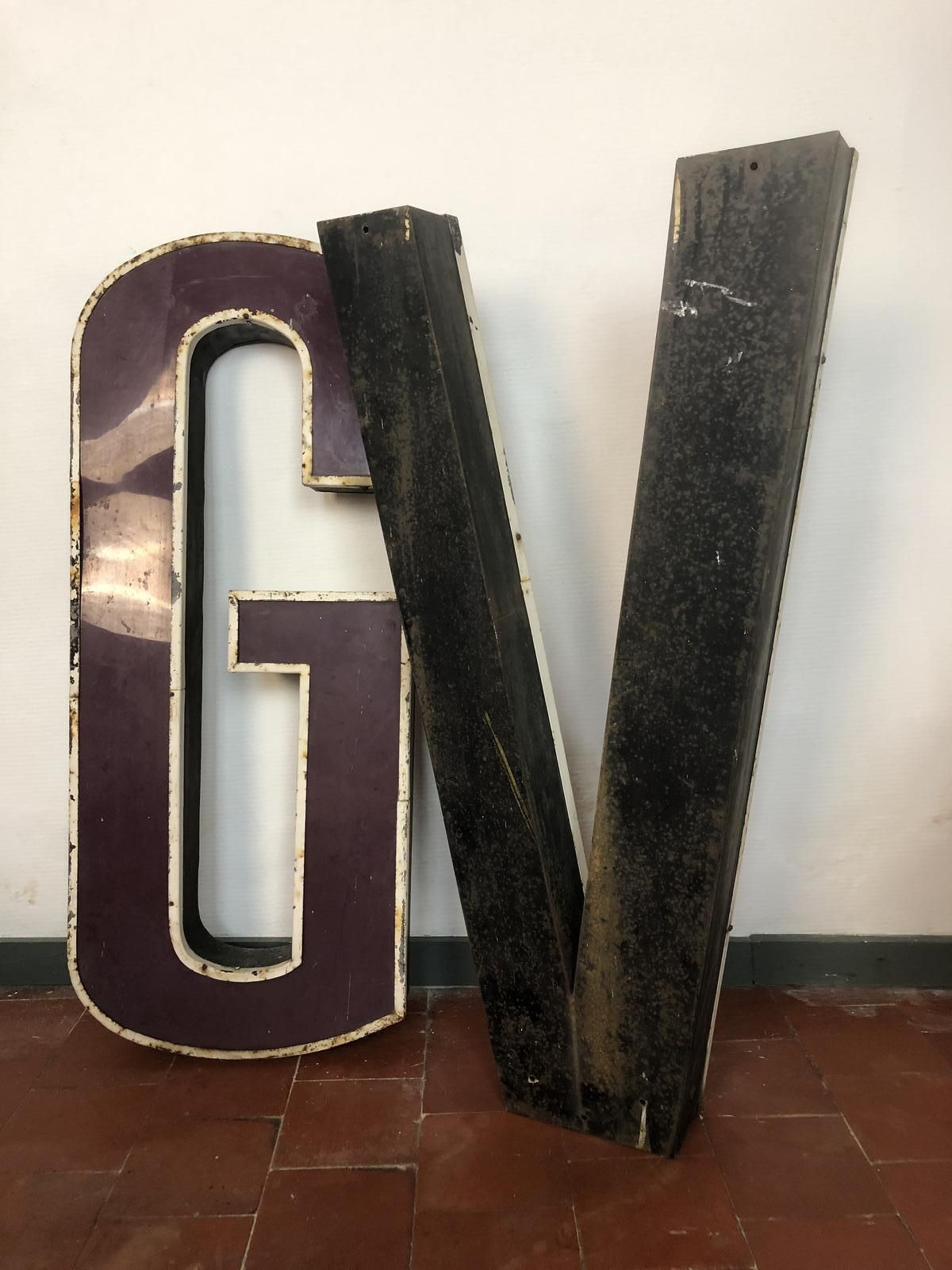 photo for sale Super Large Reclaimed Neon Sign Letters V & G Industrial Salvage Distressed