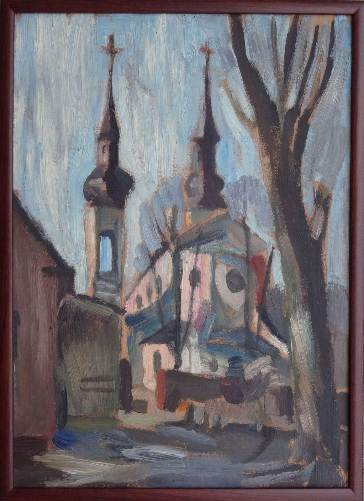 Vladimir Glushenkov Church. Cardboard, Oil photo furniture
