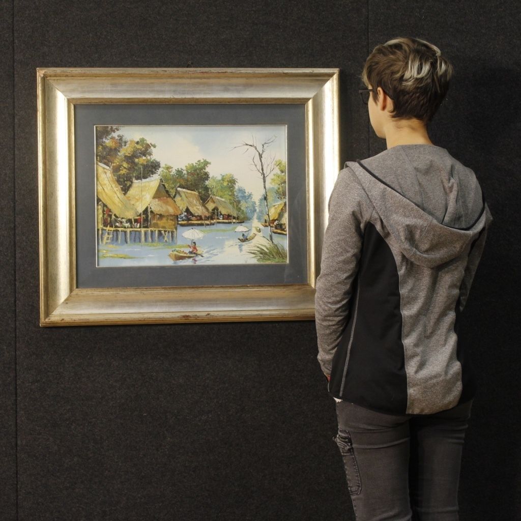 French Oriental Landscape Painting Oil On Canvas photo for sale