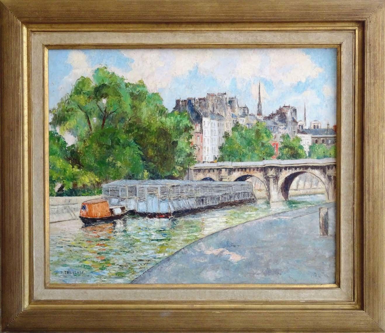 The New Bridge Oil On Canvas, Early 20th Century photo furniture