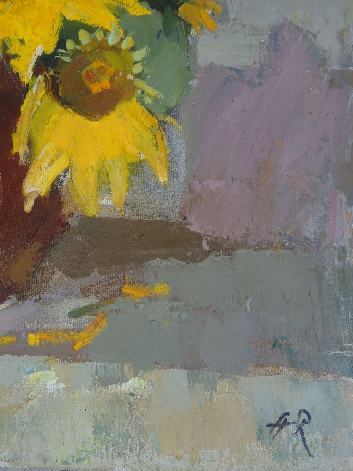 Sunflowers 1994 Oil On Canvas, 1990s photo for sale