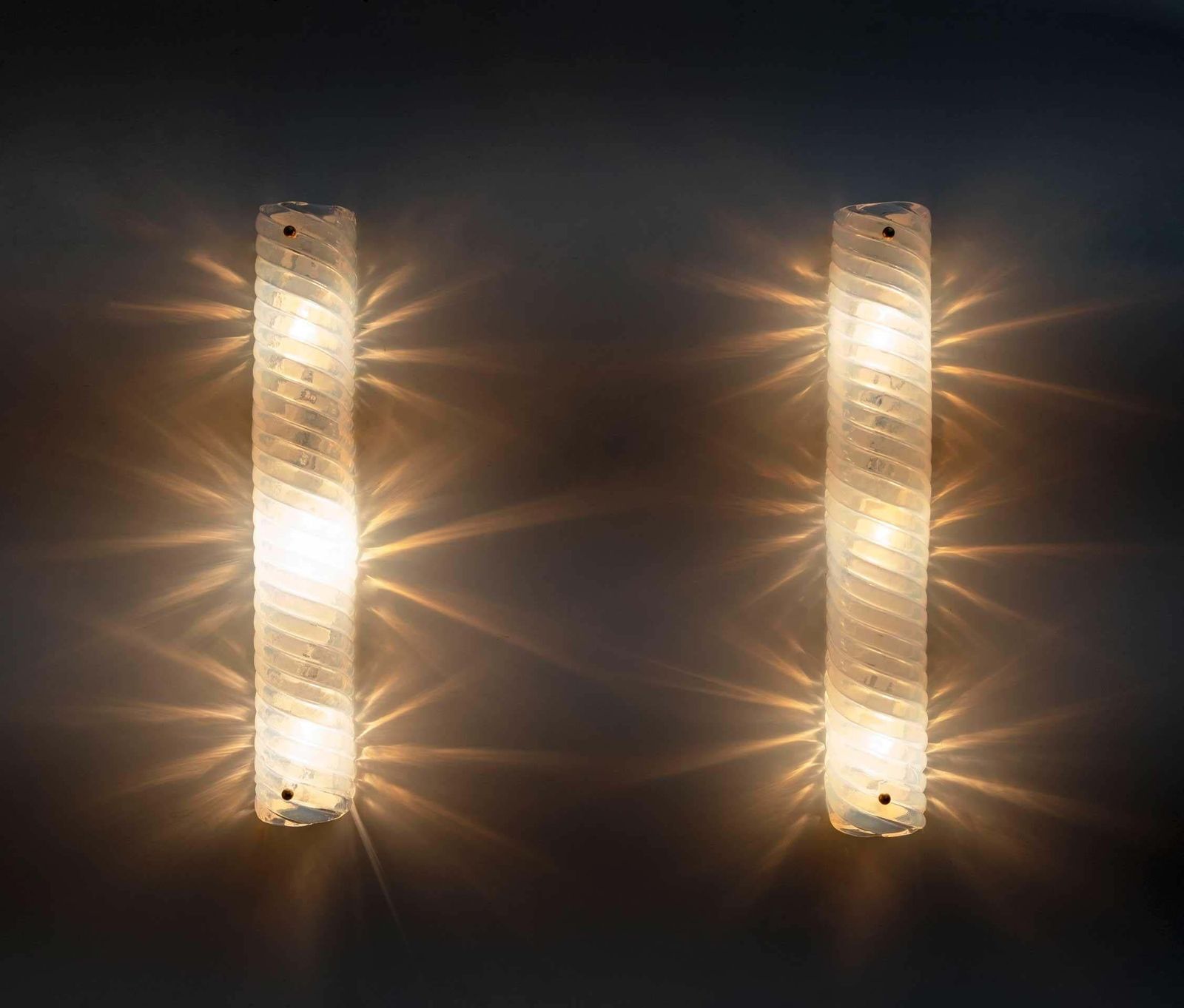 Eight Of Modern Italian Murano Glass Iridescent Milk Wall Sconces, 80s photo for sale