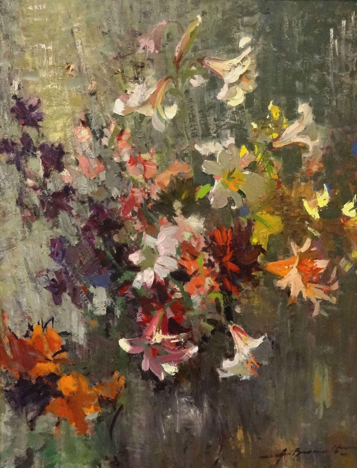 Alfejs Bromults My Garden Flowers 1974,Oil On Cardboard