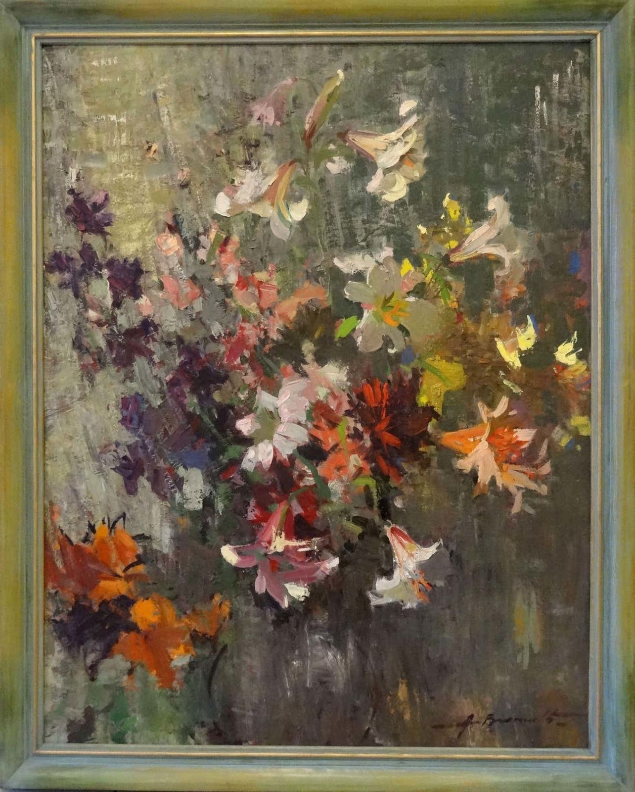 Alfejs Bromults My Garden Flowers 1974,Oil On Cardboard photo 2165.0