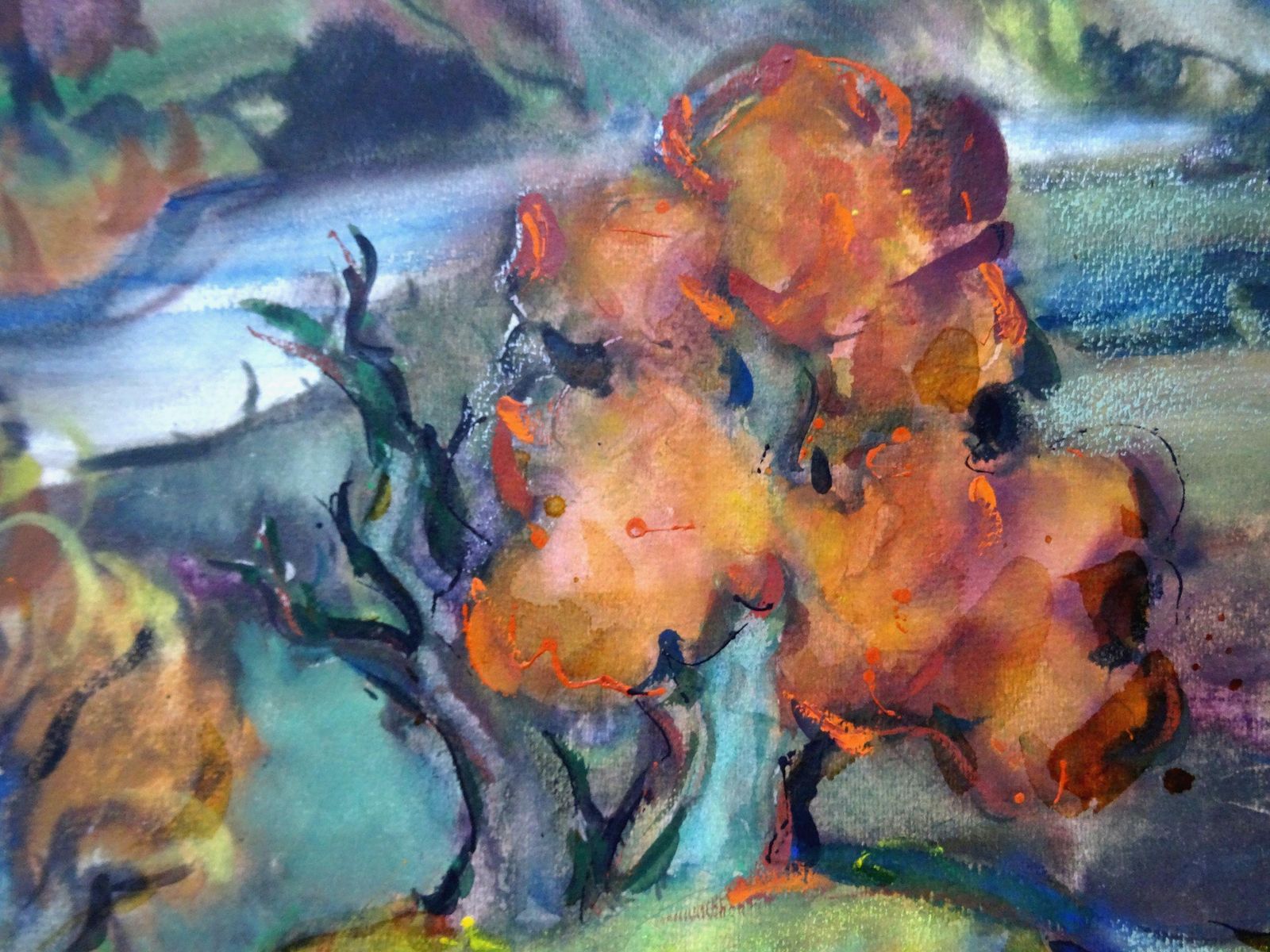 Dzidra Bauma Autumn Landscape 1978 Paper Watercolor photo for sale