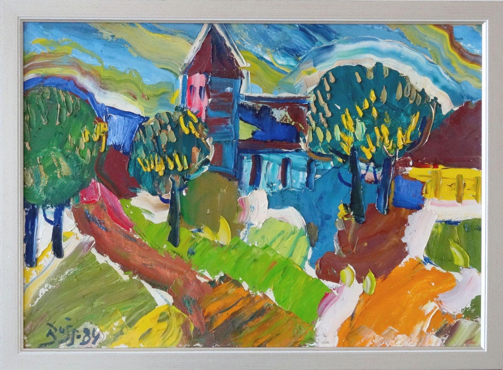 City Dagda 1984 Oil On Canvas And Cardboard photo furniture