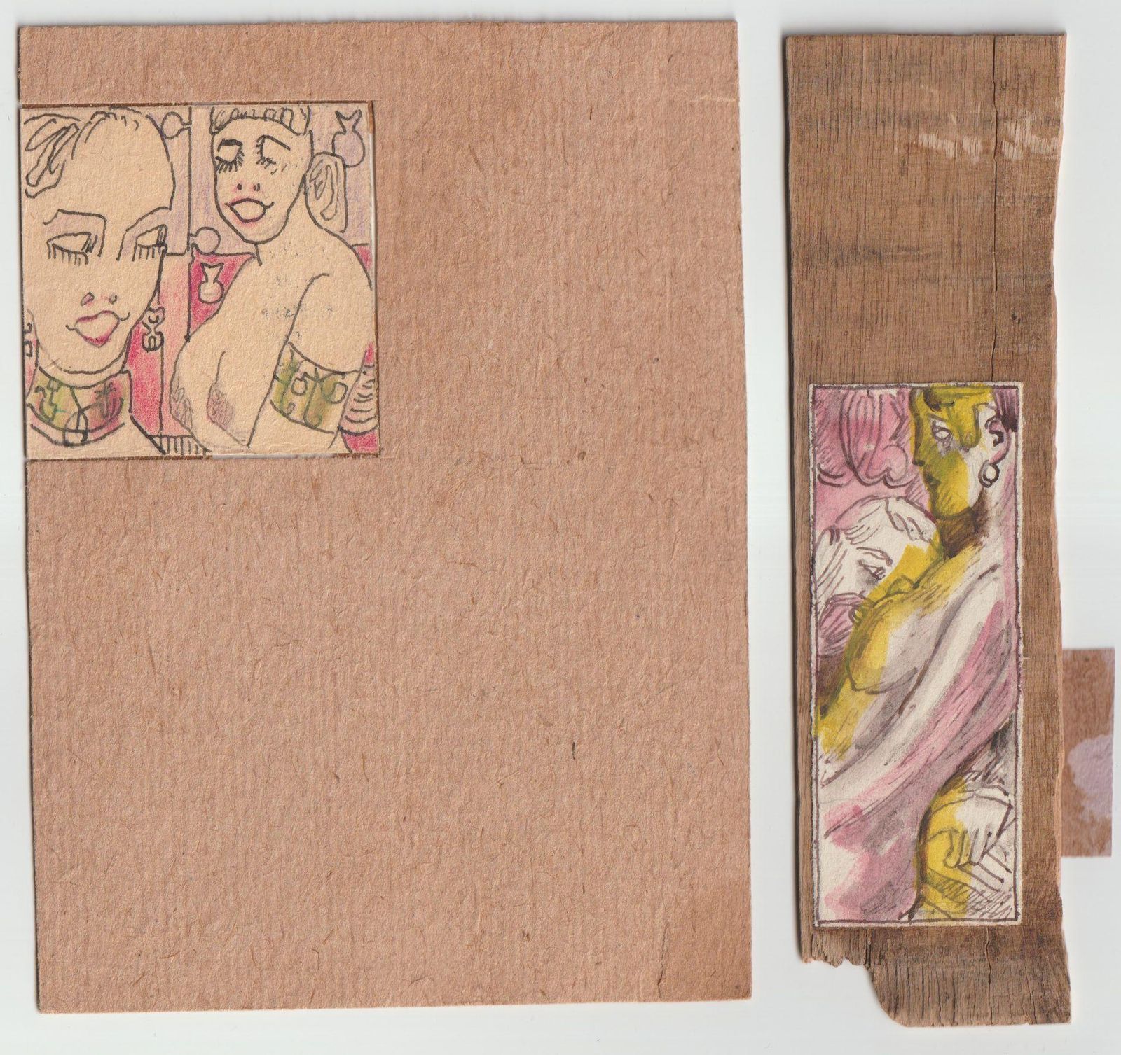 Adolfs Zardins Erotic Motives. 2.Pcs., Paper, Cardboard, Mixed Media photo furniture