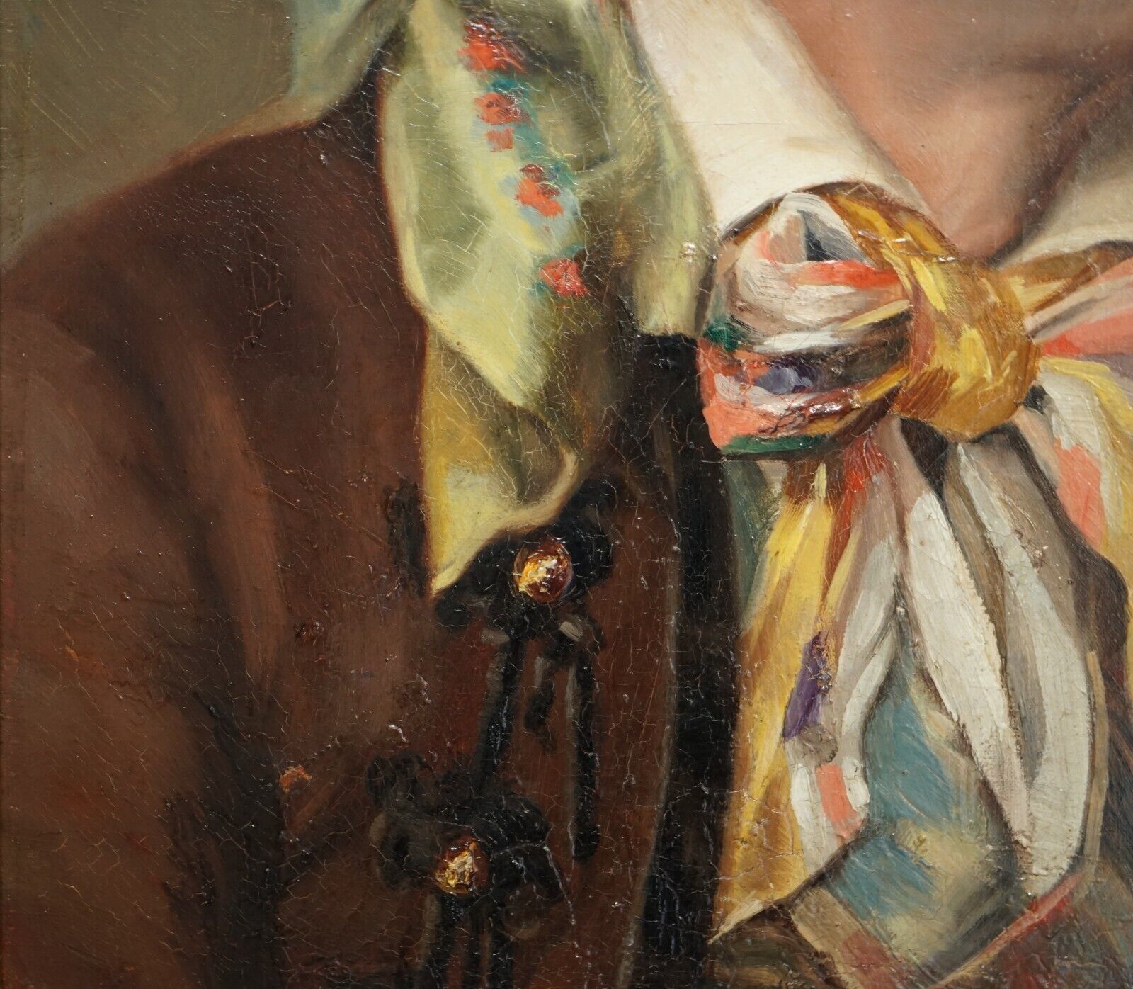 Antique Circa 1860 French Napoleon III Oil Painting Of A Gentleman In Headscarf photo vintage