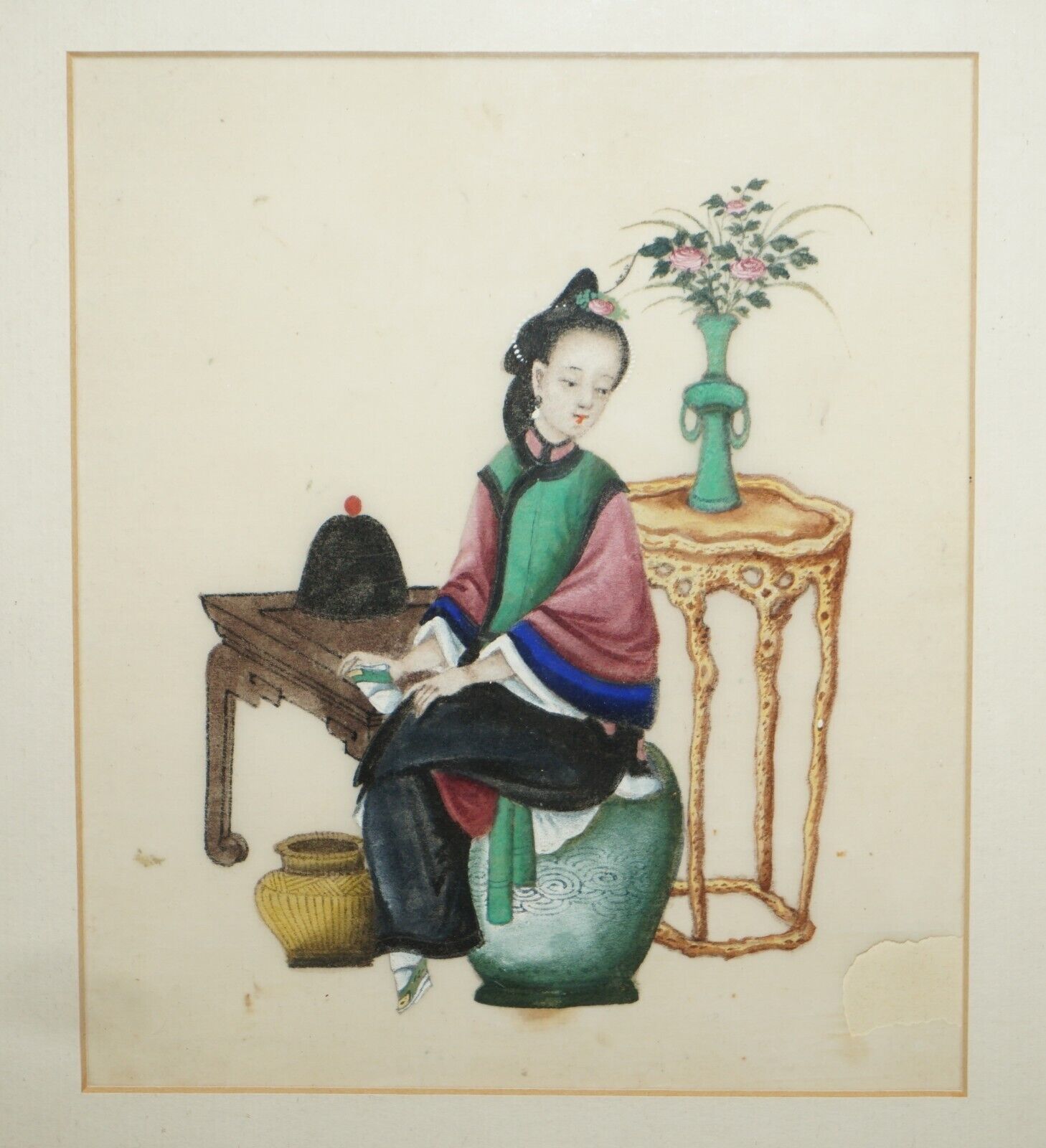 Four Antique 19th Century Circa 1880 Chinese Gouaches On Rice Paper Geisha Girls photo 1950.0