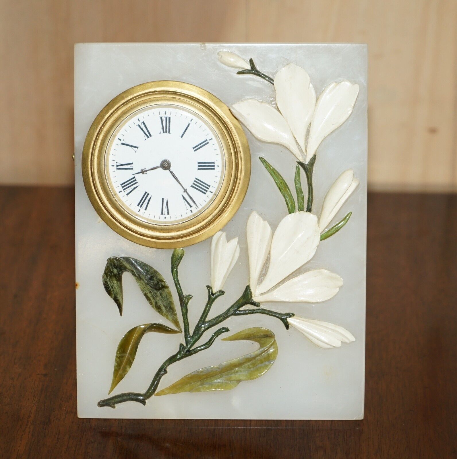 Very Fine Royal Warrant John D Harris Marble & Pietra Dura Boudoir Clock In Case photo vintage