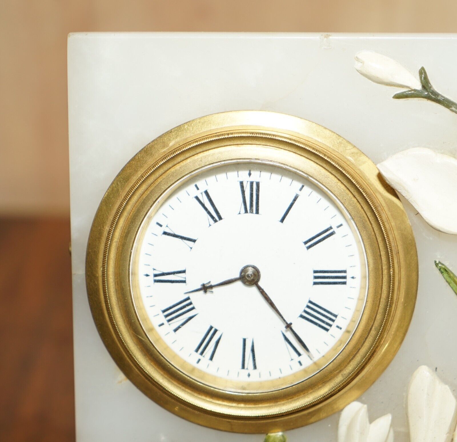 photo furniture Very Fine Royal Warrant John D Harris Marble & Pietra Dura Boudoir Clock In Case