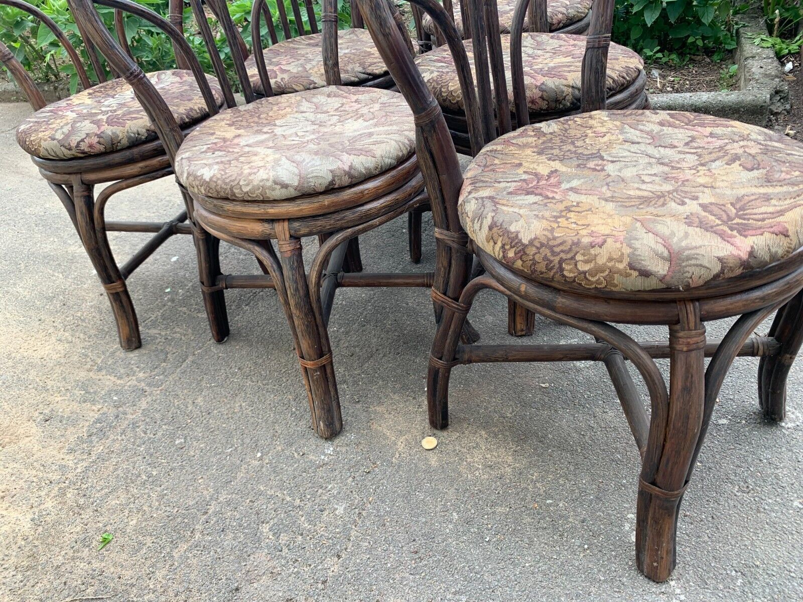 Suite Of Six 20th Century Curved Wicker Chairs photo for sale