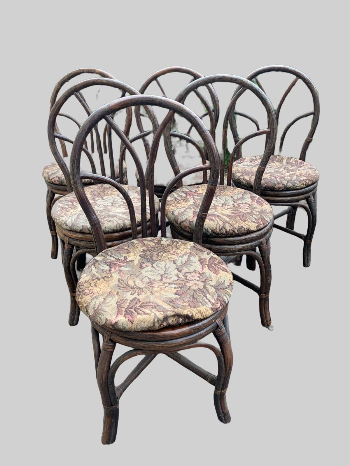 Suite Of Six 20th Century Curved Wicker Chairs